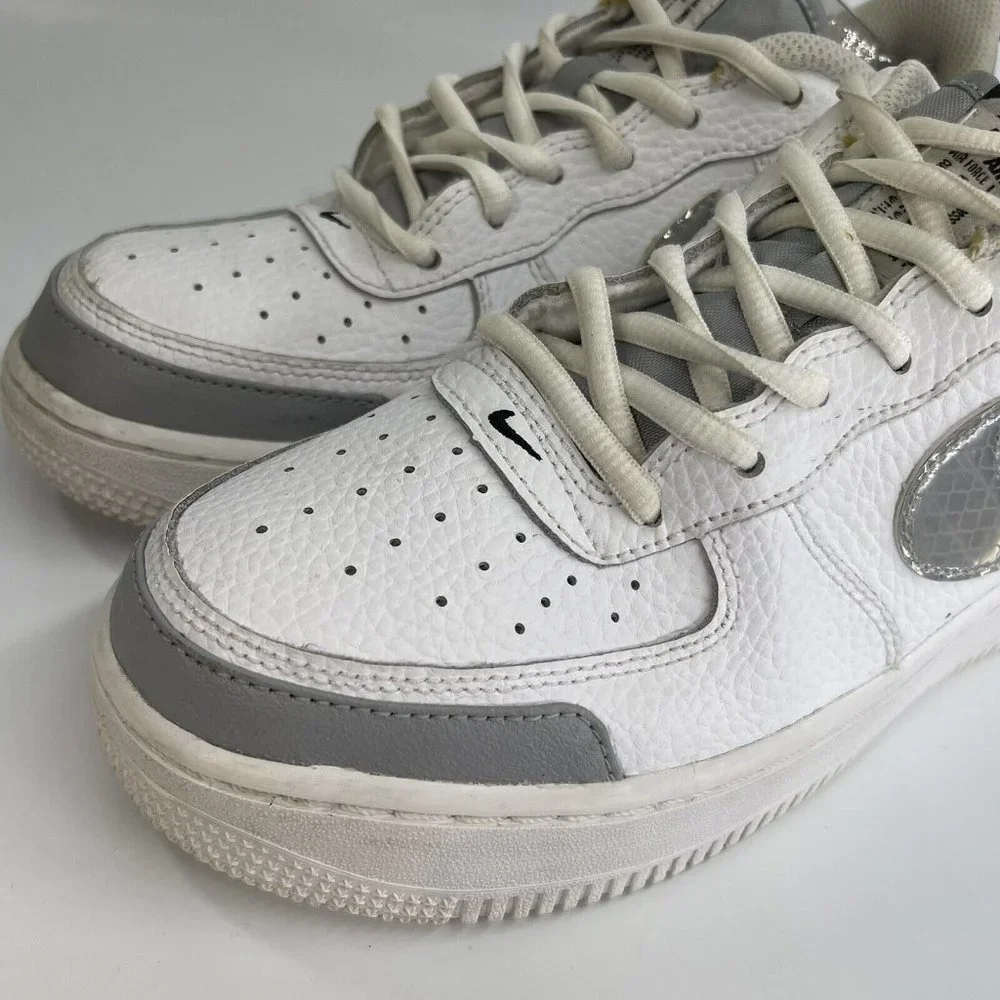 Nike Air Force 1 '07 GS Low Trainers bq5484-100 White Grey Youth US Size 6.5Y_6